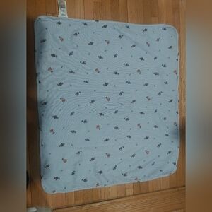 Ralph Lauren Baby Blue Striped Cotton Nursery Blanket with Multicolor Motifs